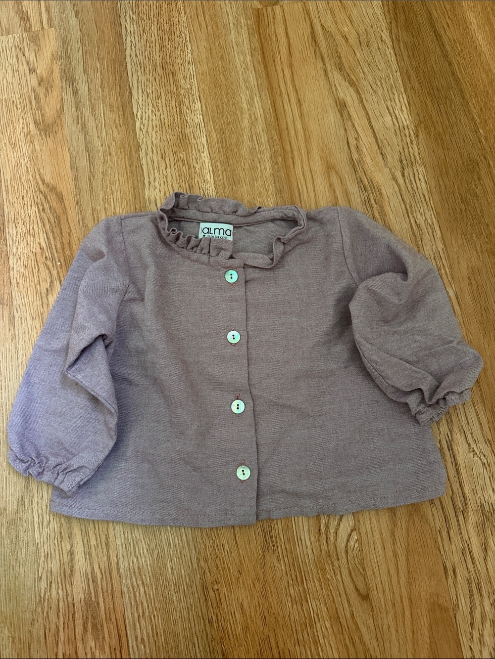 Girls' Lavender Ruffle Collar Button-Front Top
